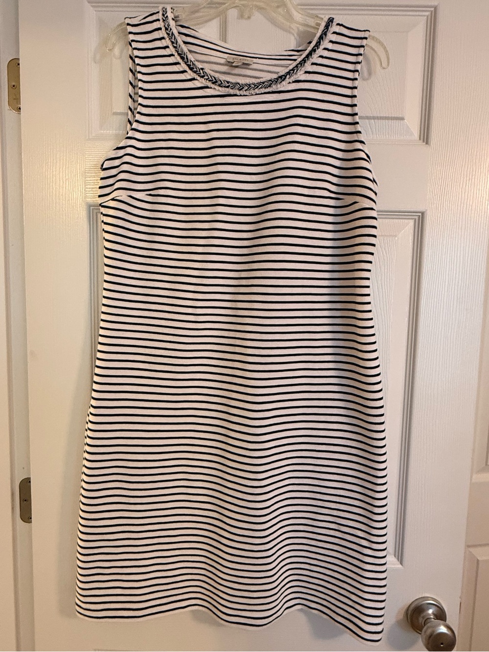 Talbots Navy and White Striped Sleeveless Shift Dress